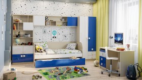 Детская комната Скай Люкс (Синий/Белый/корпус Клен) в Томске - tomsk.katalogmebeli.com | фото