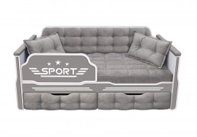 Кровать 160 серии Спорт 2 ящика 45 Серый (подушки) в Томске - tomsk.katalogmebeli.com | фото