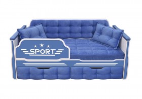 Кровать 160 серии Спорт 2 ящика 85 Синий (подушки) в Томске - tomsk.katalogmebeli.com | фото