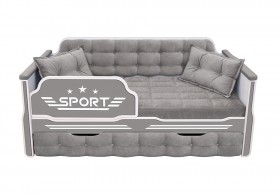 Кровать 170 серии Спорт 1 ящик 45 Серый (подушки) в Томске - tomsk.katalogmebeli.com | фото