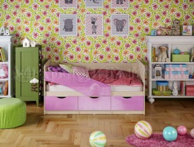 Кровать Бабочки 1,6м (Сиреневый металлик) в Томске - tomsk.katalogmebeli.com | фото