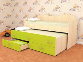 Кровать детская Нимфа двухместная 2.0 Дуб молочный/Лайм в Томске - tomsk.katalogmebeli.com | фото 1