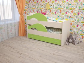 Кровать детская Радуга 1600 Млечный дуб/Салатовый в Томске - tomsk.katalogmebeli.com | фото