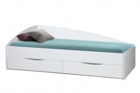 Кровать одинарная "Фея - 3" (асимметричная) (2000х900) New/(белый / белый / ДВПО белый) в Томске - tomsk.katalogmebeli.com | фото