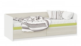 Кровать «Сканди» с 2 ящиками Дуб Гарден/Белый/Зеленый в Томске - tomsk.katalogmebeli.com | фото 1
