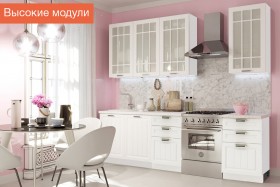 Кухня Прага (высокие модули/Белый/Белое дерево) в Томске - tomsk.katalogmebeli.com | фото