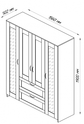 Шкаф четырехдверный Сириус с 2 зеркалами и 2 ящиками белый в Томске - tomsk.katalogmebeli.com | фото 2