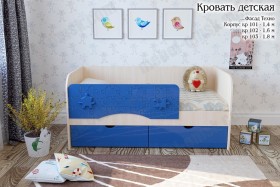 Техно Кровать детская 2 ящика 1.6 Синий глянец в Томске - tomsk.katalogmebeli.com | фото